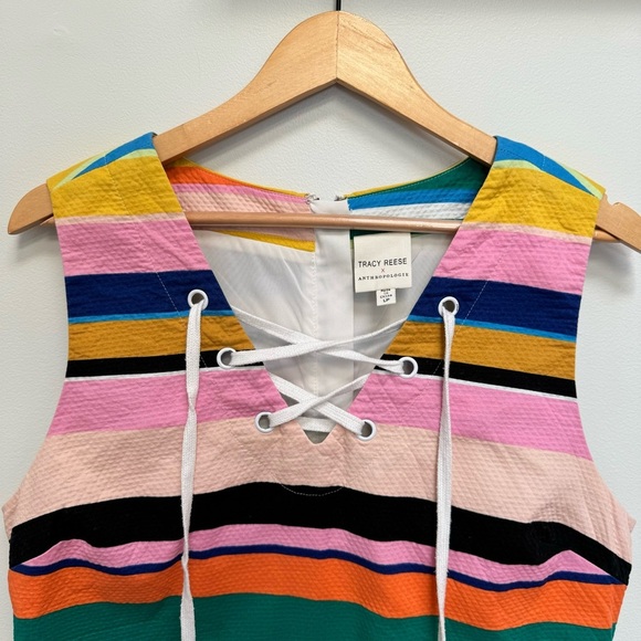 Tracy Reese x Anthropologie Coastal Stripe Shift Dress Multicolor Size L Petite - Picture 3 of 10